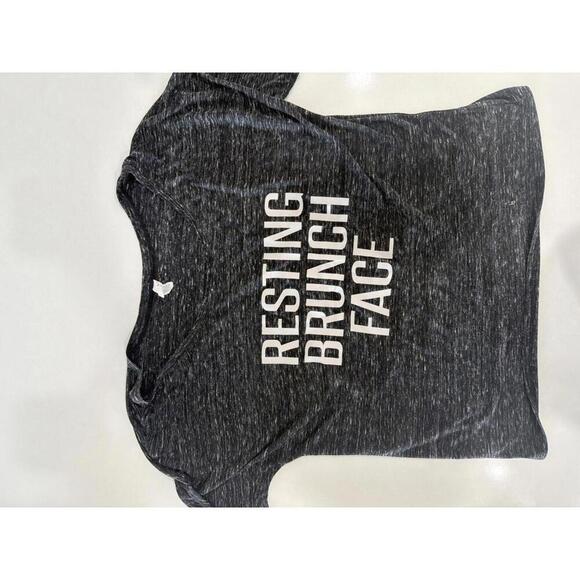 Tops - Dark Gray 'Resting Brunch Face' Casual T-Shirt
